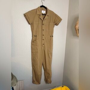 Pistola One Piece Jumpsuit Straight Leg Short Sleeve Tan Women's Size Medium